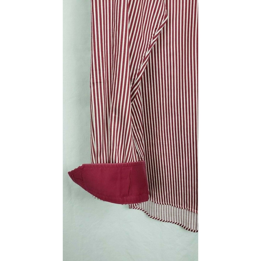 Dressmann.com Mens Button Down Shirt Long Sleeves Sz 43/44 XL Red/White Stripe - Picture 6 of 10